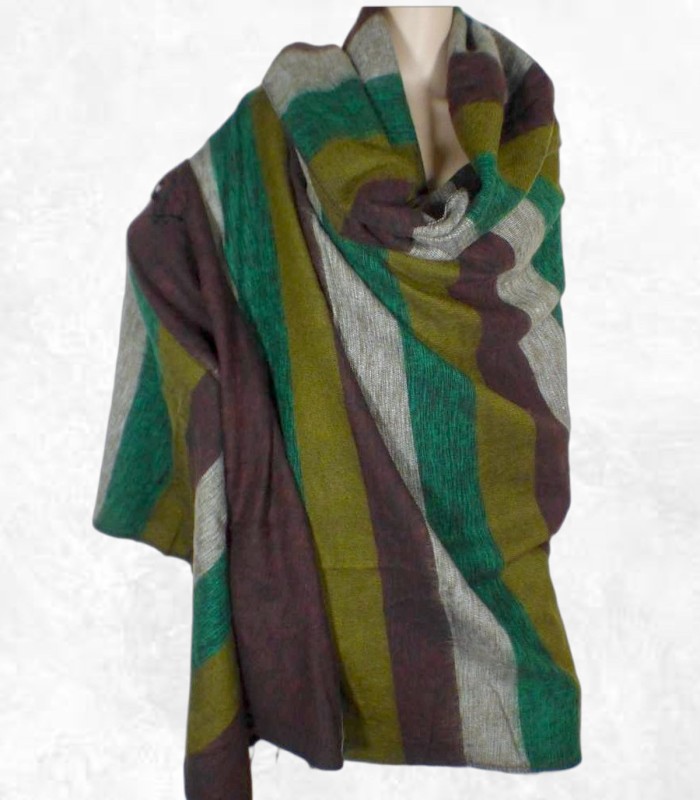 Châle de méditation marron vert – Népal 240 x 120 cm