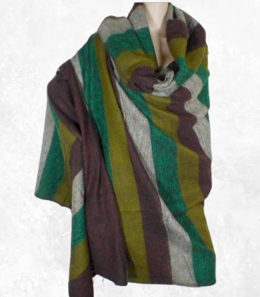 Châle de méditation marron vert – Népal 240 x 120 cm