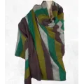 Grand châle de méditation marron vert - Grand châle népalais 240 x 120 cm