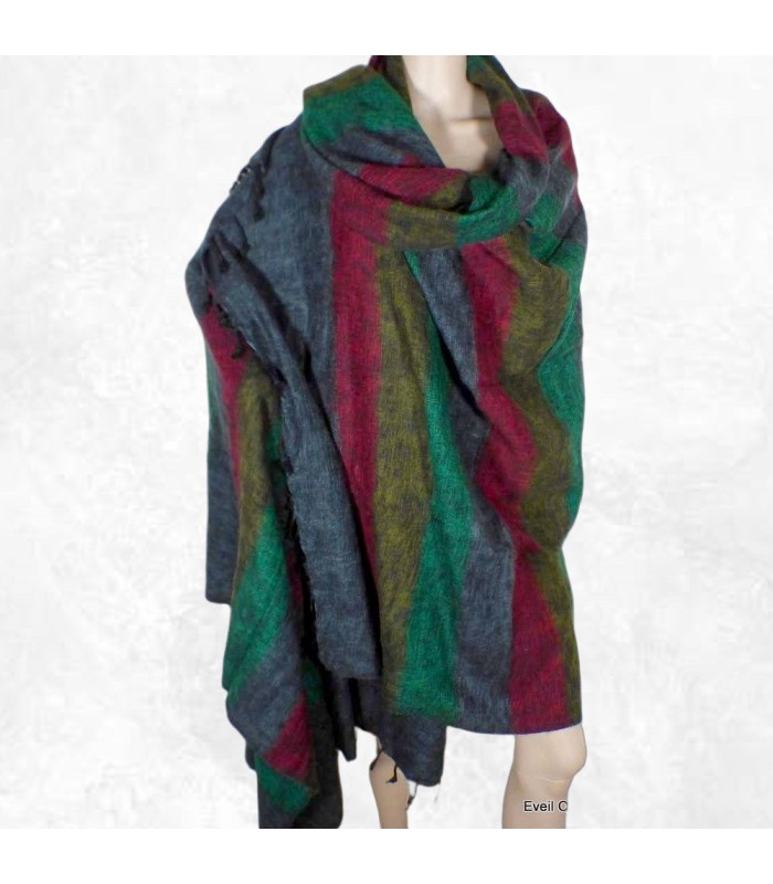 Châle de méditation gris orange – Népal 240 x 120 cm