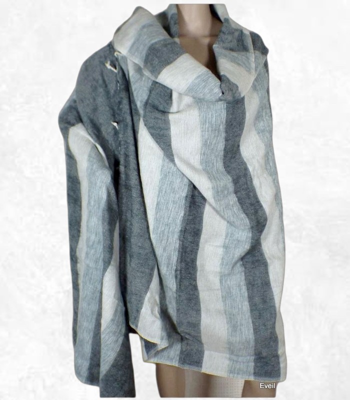 Grand châle népalais nuances de gris 120 x 240 cm