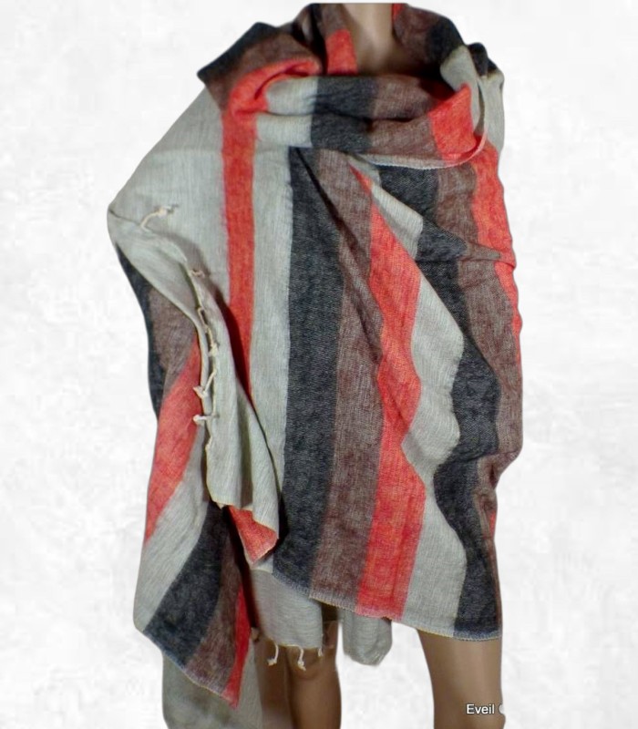 Châle de méditation homme femme gris orange