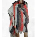 Châle de méditation homme femme gris orange - Grand châle népalais 240 x 120 cm