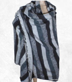 Châle de méditation gris noir – Népal 240 x 120 cm