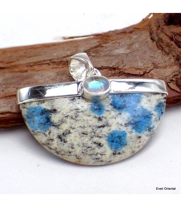 Pendentif Jaspe K2 et pierre de lune en argent 925 – Certifié