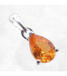 Pendentif Grenat Mandarin poire en argent 925 – Certifié authentique