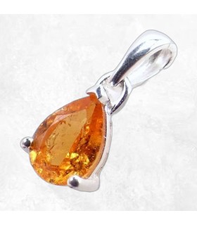 Pendentif Grenat Mandarin poire en argent 925 – Certifié authentique