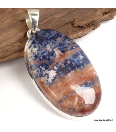 Pendentif sodalite orange ovale en argent 925 – Pierre naturelle