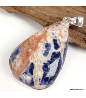 Pendentif sodalite orange – forme goutte – argent 925