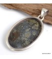 Pendentif Pyrite sur Agate ovale – argent 925
