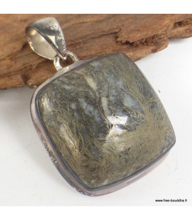 Pendentif Pyrite plume carré – argent 925