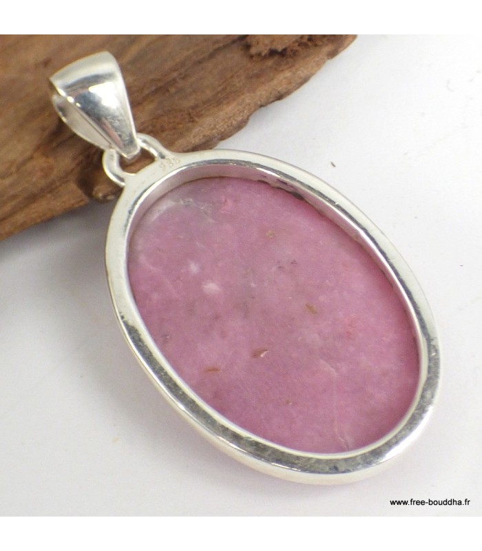 Pendentif Pétalite rose ovale – argent 925