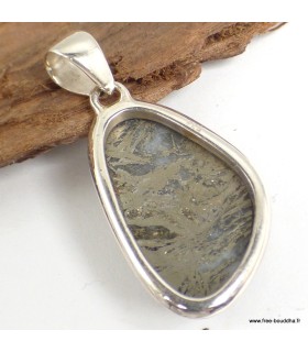 Pendentif Pyrite plume forme libre – argent 925