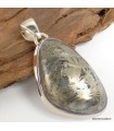 Pendentif Pyrite plume forme libre – argent 925