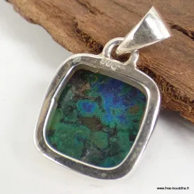 Petit pendentif Azurite malachite carré - Bijoux en Azurite Malachite