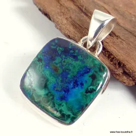 Petit pendentif Azurite malachite carré - Bijoux en Azurite Malachite