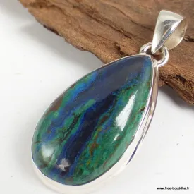 Pendentif Malachite sur Azurite forme goutte - Bijoux en Azurite Malachite