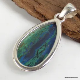 Pendentif Malachite sur Azurite forme goutte - Bijoux en Azurite Malachite
