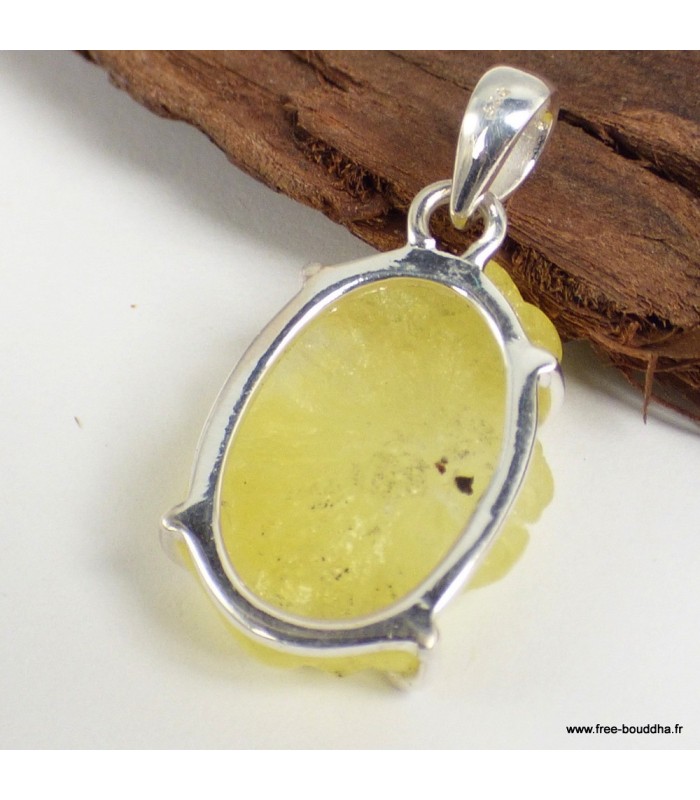 Pendentif Brucite jaune pierre naturelle – argent 925