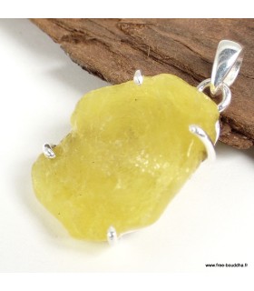 Pendentif Brucite jaune pierre naturelle – argent 925