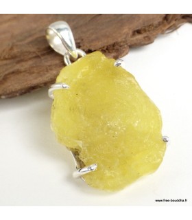 Pendentif Brucite jaune pierre naturelle – argent 925