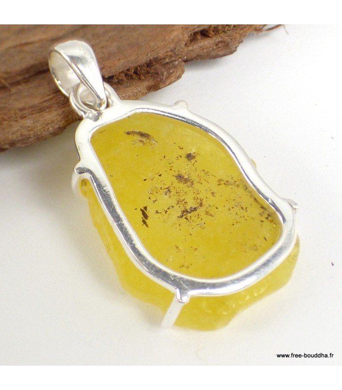 Pendentif Brucite jaune pierre naturelle – argent 925