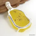 Bijou Pendentif en Brucite jaune forme asymétrique - Pendentifs pierres naturelles