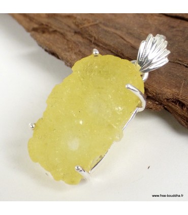 Pendentif en Brucite jaune citron pierre naturelle – argent 925