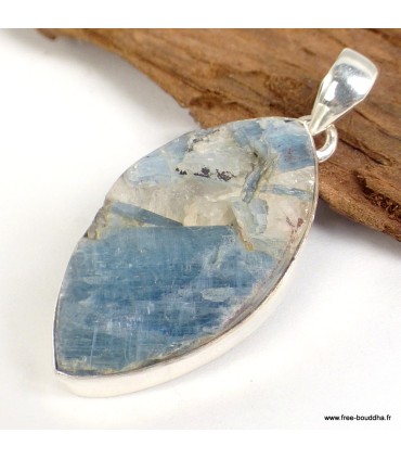 Pendentif Cyanite bleue brute pierre naturelle – argent 925