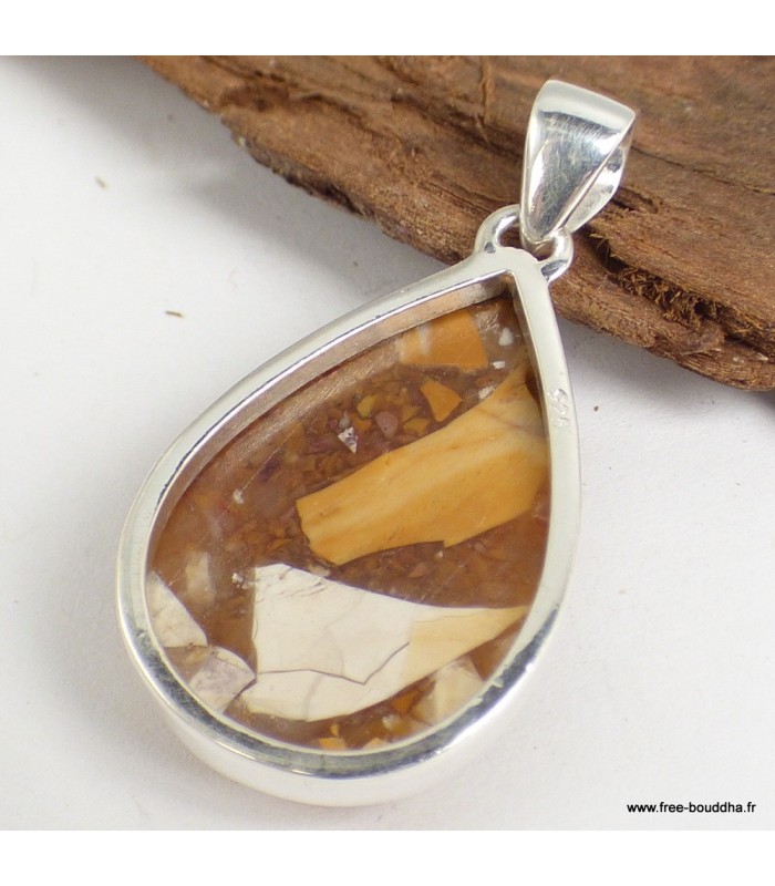 Pendentif Jaspe Brecchia pierre naturelle – argent 925