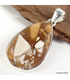 Pendentif Jaspe Brecchia pierre naturelle – argent 925