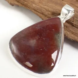 Pendentif Agate mousse du Texas triangulaire - Bijoux en Agate