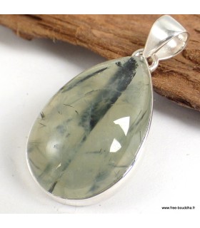 Pendentif Quartz Rutile sur Préhnite pierre naturelle – argent 925