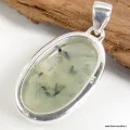 Pendentif oval Prehnite et rutile noir - Pendentifs pierres naturelles
