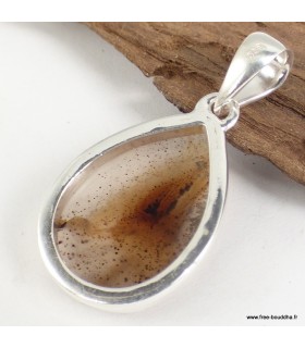 Agate du Montana – Pendentif goutte en argent 925 avec certificat