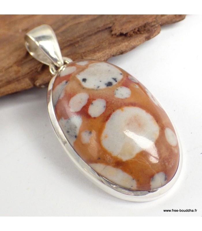 Pendentif Jaspe Faon pierre naturelle – argent 925