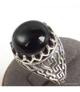Bague Homme Onyx noir T 62 – Argent 925