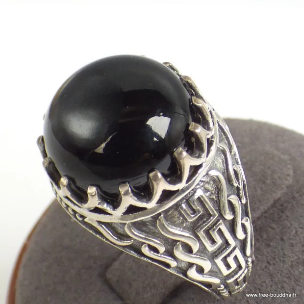 Bague Homme Onyx noir T60 - Bagues pierres naturelles
