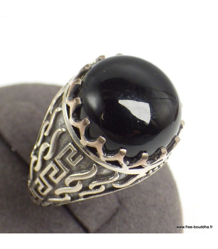 Bague Homme Onyx noir T 62 – Argent 925