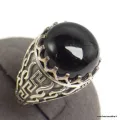 Bague Homme Onyx noir T60 - Bagues pierres naturelles