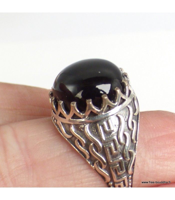 Bague Homme Onyx noir T 62 – Argent 925