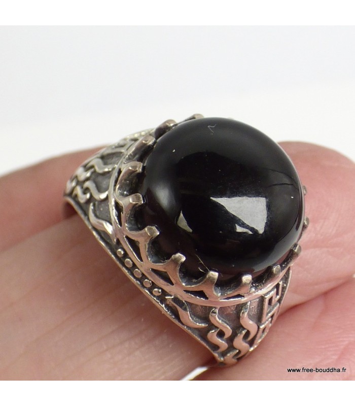 Bague Homme Onyx noir T 62 – Argent 925