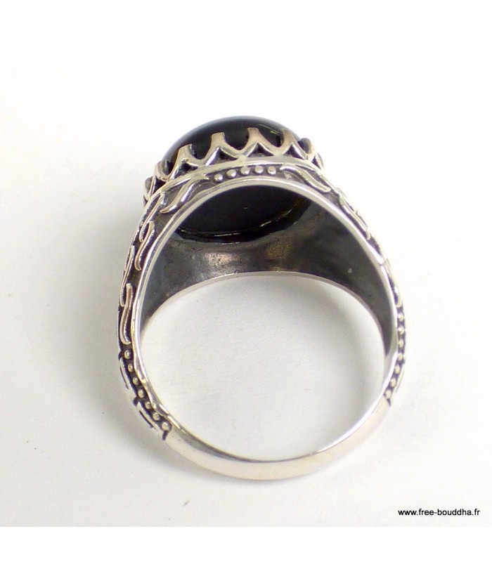 Bague Homme Onyx noir T 62 – Argent 925