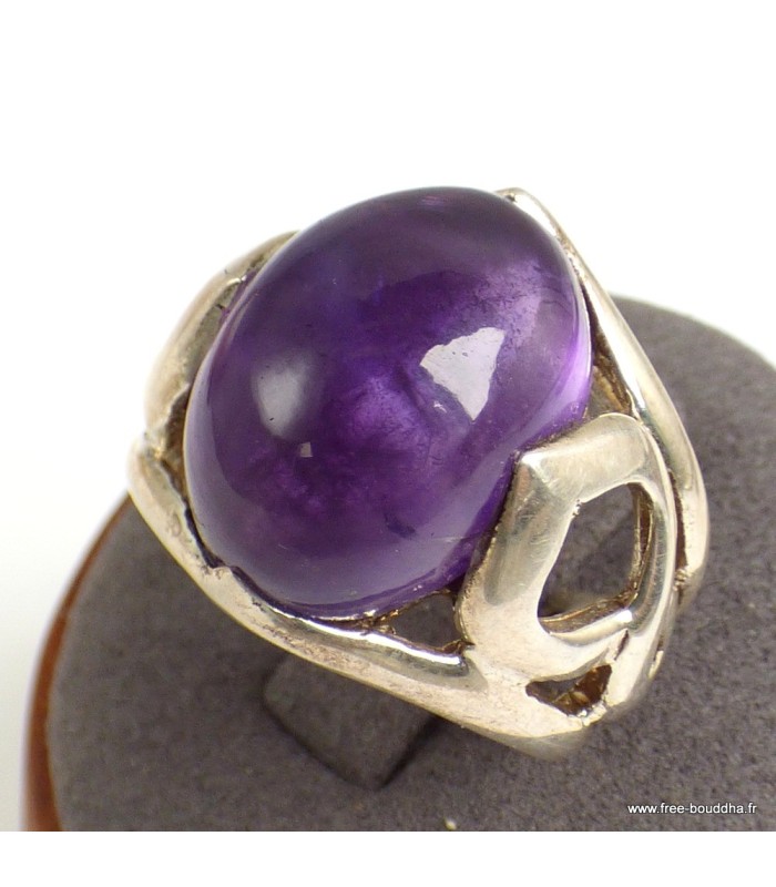 Bague Homme Améthyste cabochon T 57 – Argent 925