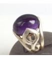Bague Homme Améthyste cabochon T 57 – Argent 925