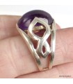 Bague Homme Améthyste cabochon T 57 – Argent 925
