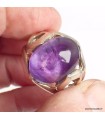 Bague Homme Améthyste cabochon T 57 – Argent 925