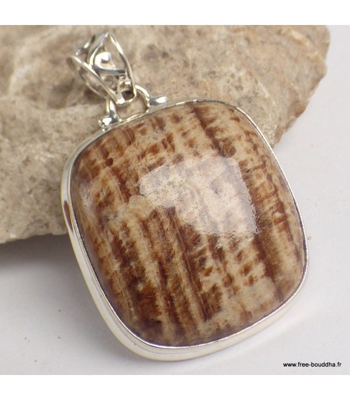 Pendentif Aragonite Candy carré – Argent 925