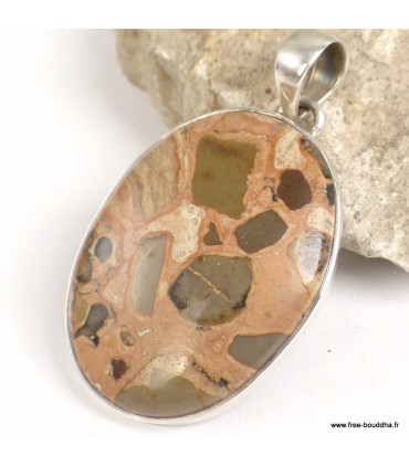 Pendentif Jaspe bréchique ovale – Argent 925