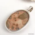 Pendentif oval en Jaspe bréchique argent 925 - Pendentifs pierres naturelles